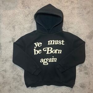 CPFM Ye Must Be Born Again Hoodie Mens Medium Black Puff Print Hooded Sweatshirt